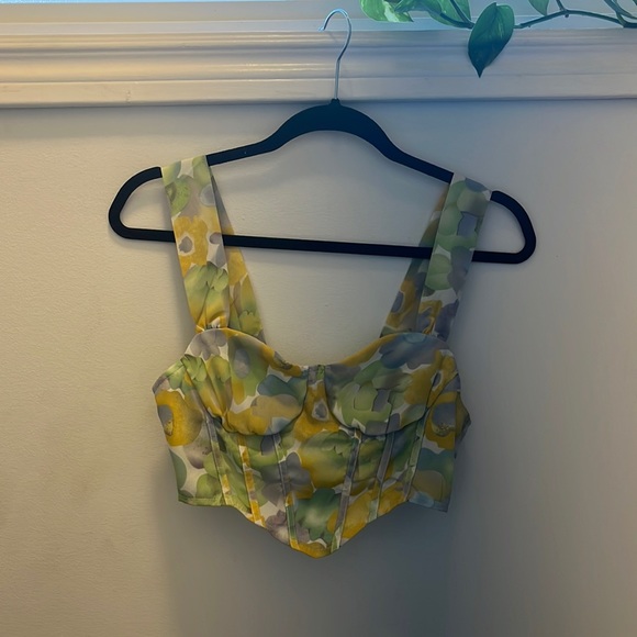 Cider Floral Corset Cropped Tank size S - Picture 3 of 5